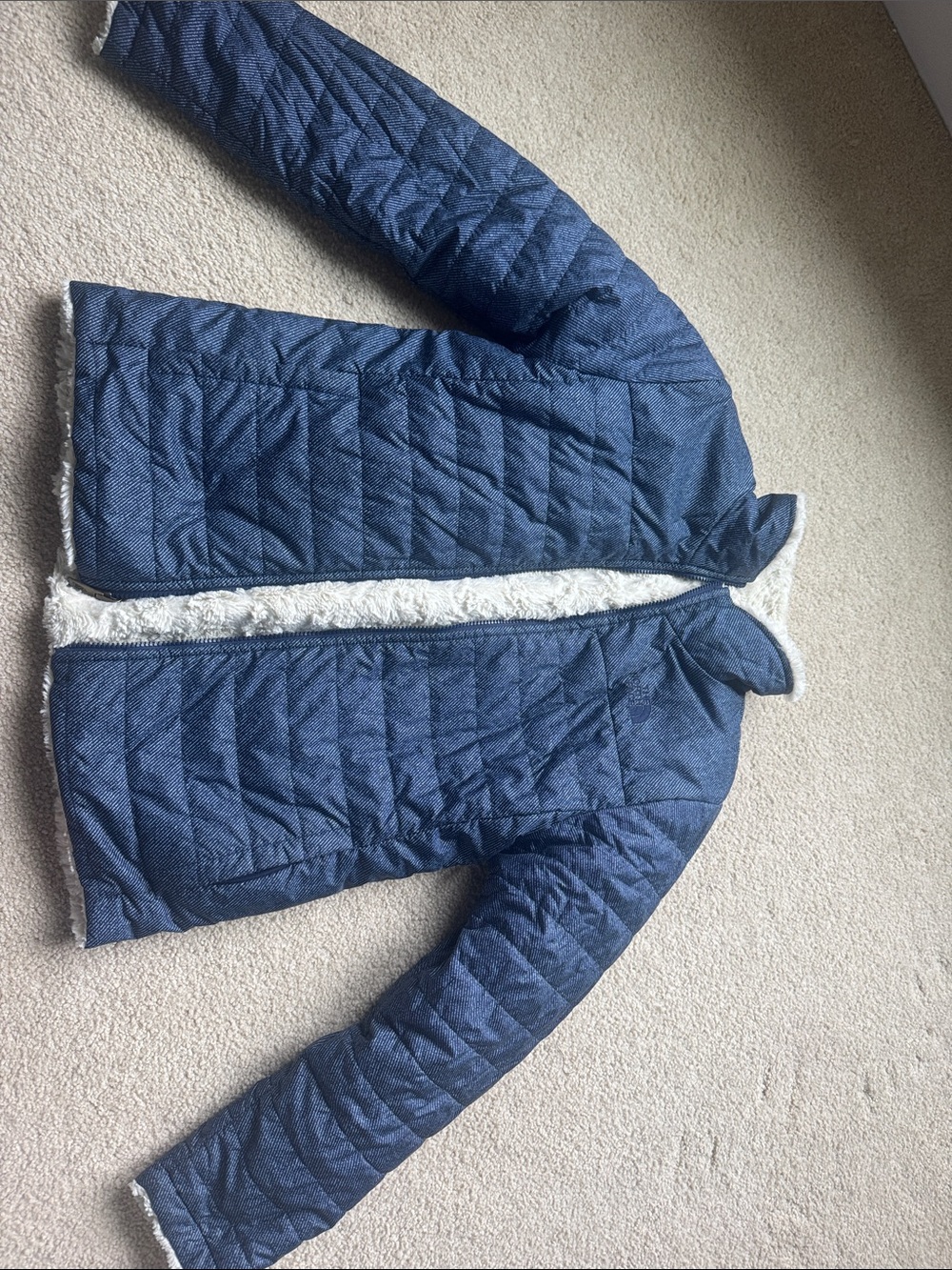 Girls North Face Reversible Montague Blue Denim. Youth XL.
